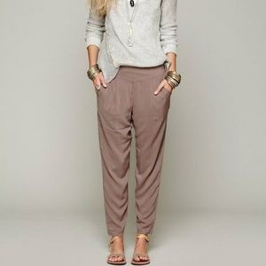 Free People Brown Easy Pleat Linen Blend pants